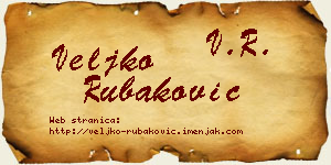 Veljko Rubaković vizit kartica